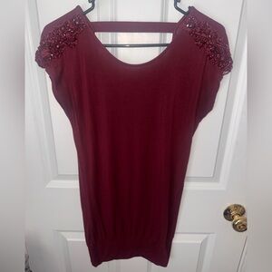 Open Back Beaded Shoulder Long Tunic